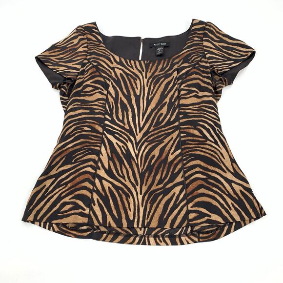 White House Black Market Tops - WHBM White House Black Market Zebra Print Silk Stretch Top 6 Brown Black Blouse